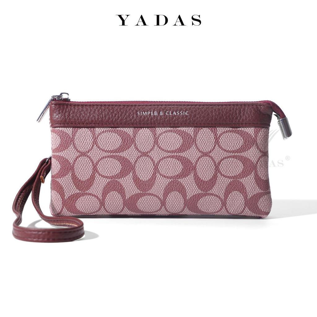 YADAS Ladies' Classic Oval Print Zipper Wristlet Bag - PU Leather
