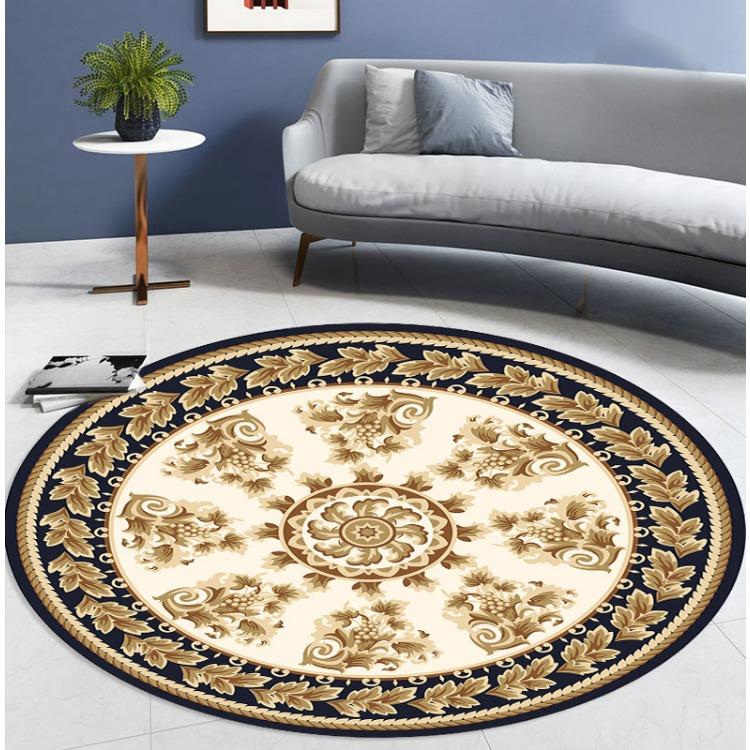 WTEMPO Round Ethnic Style Carpet Full Shop Washable Living Room Carpet Foldable Floor Mat