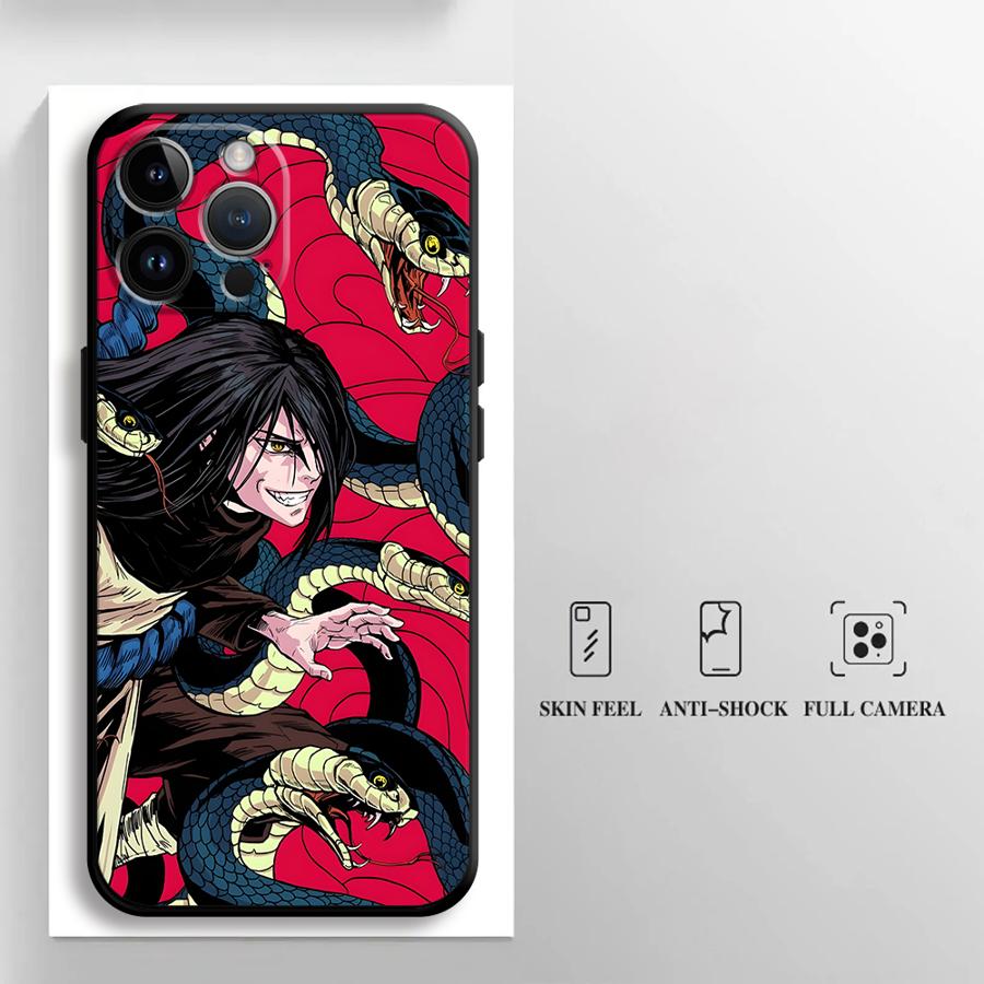 Cartoon Cool Orochimaru Case for iPhone 17Air XR XS Max 13 12 11 17 Pro Max 7 8 15 16 14 Plus Black Soft Phone Cover