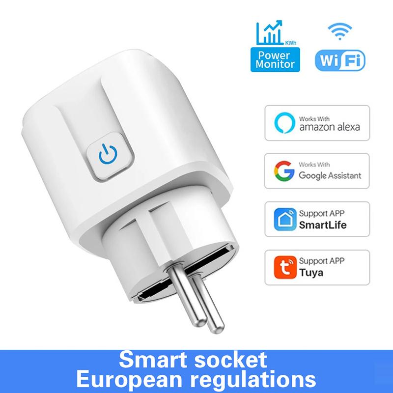 Smart Plug Wifi Socket Eu 16A/20A With Power Monitor Timing Function Tuya Smart Life App Control Works With Alexa Google Home