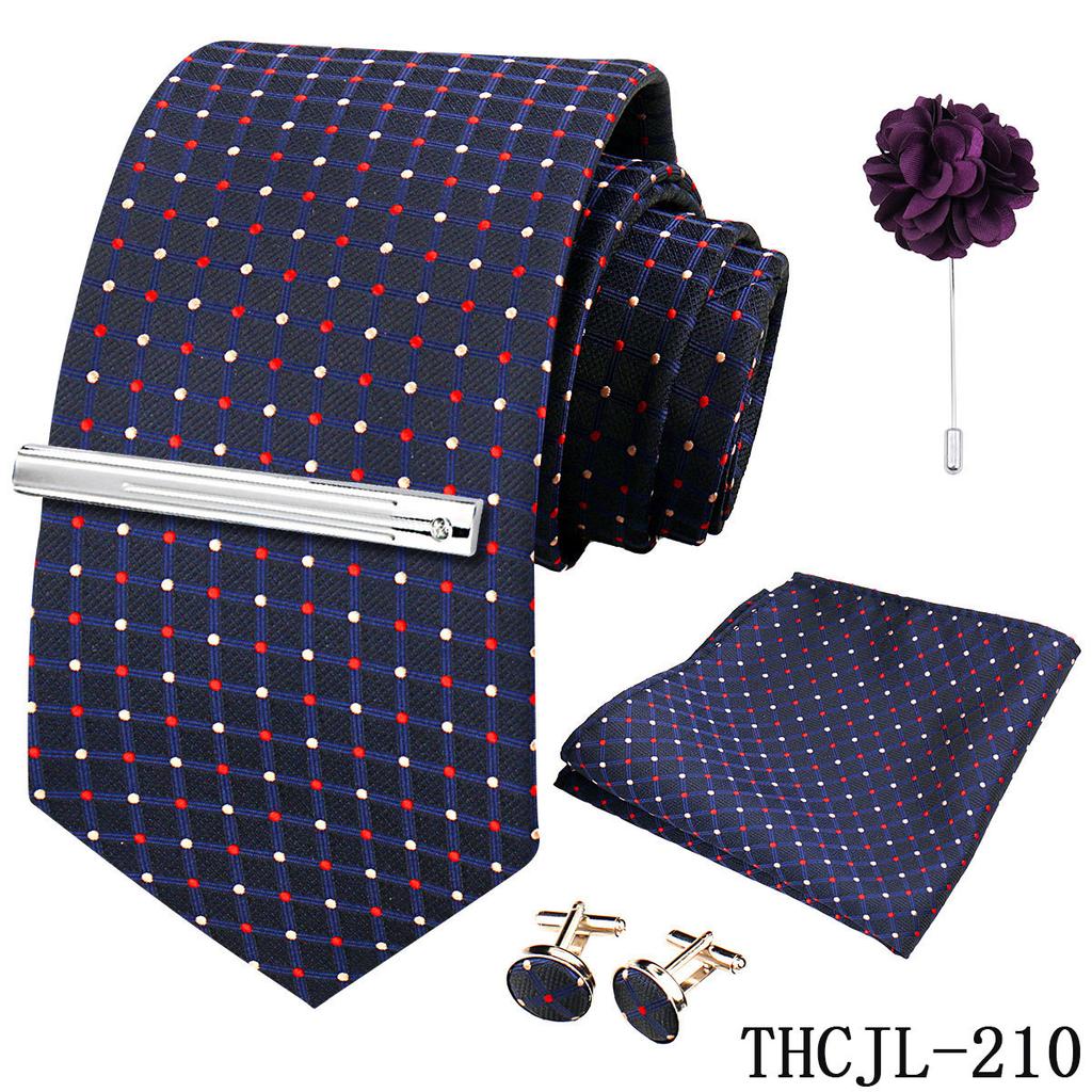Men'S Business Dress Tie 5-Piece Groom Best Man Dress Accessories Gaowei Dense Jacquard Tie Worker