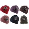 Fashion Outdoor Thickened Fleece Knitted Hat Winter Rabbit Fur Baseball Cap Warm Bow Basin Cap For Middle-Aged And Elderly