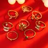 SHIXIN 8pcs Cute Christmas Tree Snowman Elk Rings Set Women Creative Rhinestone Gold Color Finger Rings Jewelry Gift Accessories