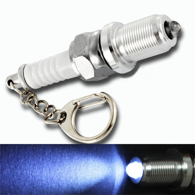 Casual  Led Key Chain Spark Plug Key Chain Keychain Car Parts Keyring
