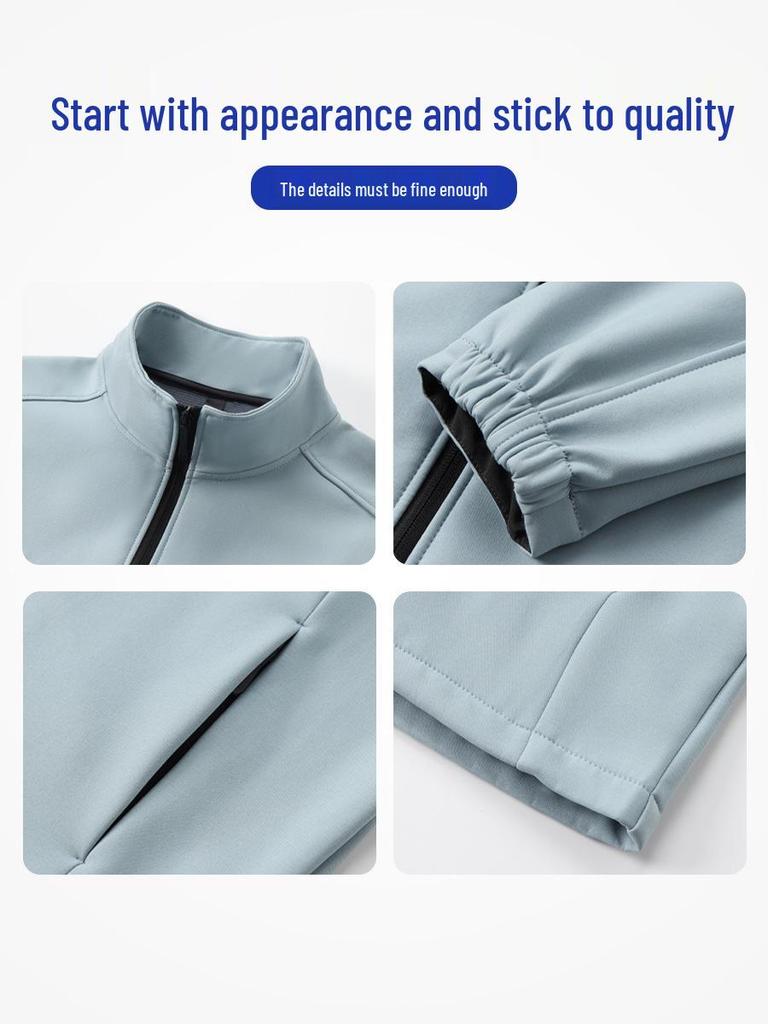 Lean Management Team Softshell Fleece Windbreaker Jacket - Stand-up Collar Trench Coat