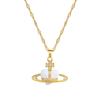 Acciaio al Titanio Pianeta Amore Pieno di Diamanti Lusso Banchetto Matrimonio Collana Versatile da Donna Catena per la Clavicola Acciaio al Titanio