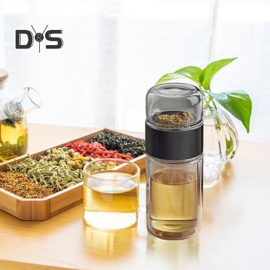 Glass Tea Infuser Double Layer Insulation Tea Maker Leak-proof Portable Travel Tea Cup with Filter Tea Water Separation Tea Bottle Gift for Tea Lovers