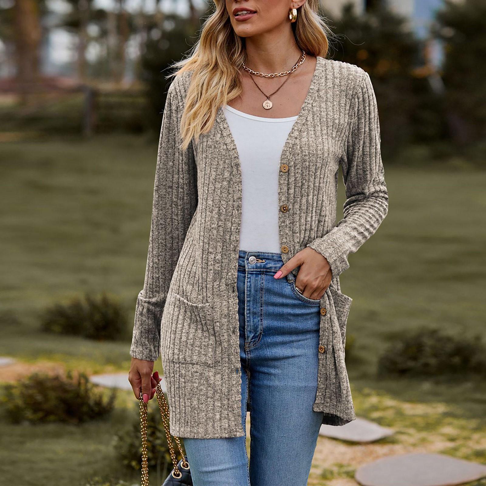 

Женский женский кардиган с длинным рукавом, свитер, пальто, топ XXL хаки