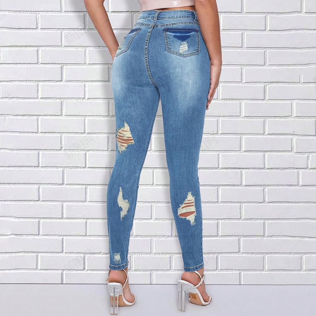 Jeans Casual Rotti Colorati Larghi da Donna