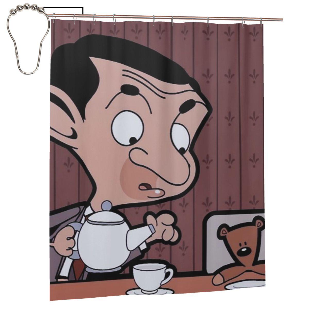Helenal Mr. Bean Cartoon Shower Curtain Bathroom Polyester Waterproof Bath Curtains With Hooks