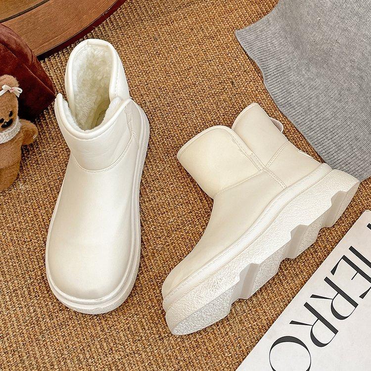 

Женские зимние ботинки на толстой подошве, новые зимние водонепроницаемые и нескользящие хлопковые ботинки с набивным рисунком и утолщенной теплой хлопковой обувью 40