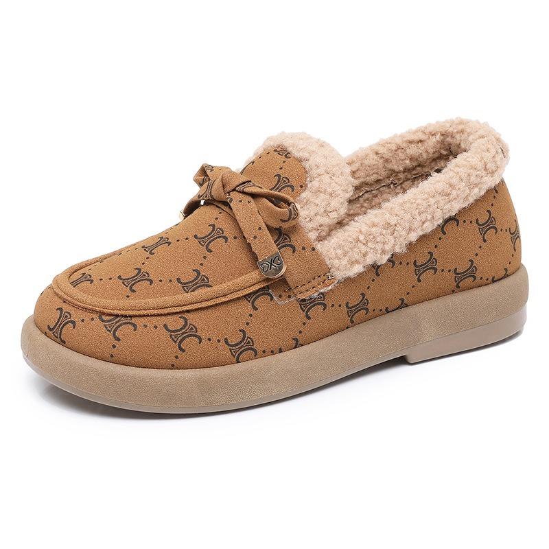 Winter new women's cotton shoes fleece thickened casual fashion Doudou shoes soft sole non-slip one pedal mother shoes