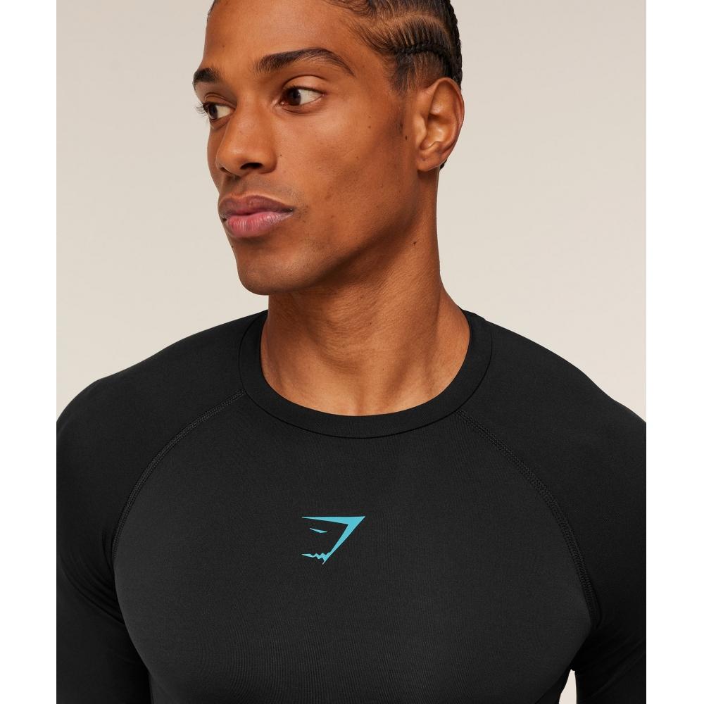 Gymshark ElemenT Baselayer Long Sleeve T shirT Black Brand Blue A2b5m Bc8k