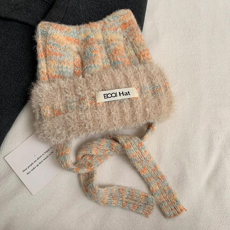 Korean Style Cat Ear Knit Beanie Women Warm Oversized Headband Hat With Protection