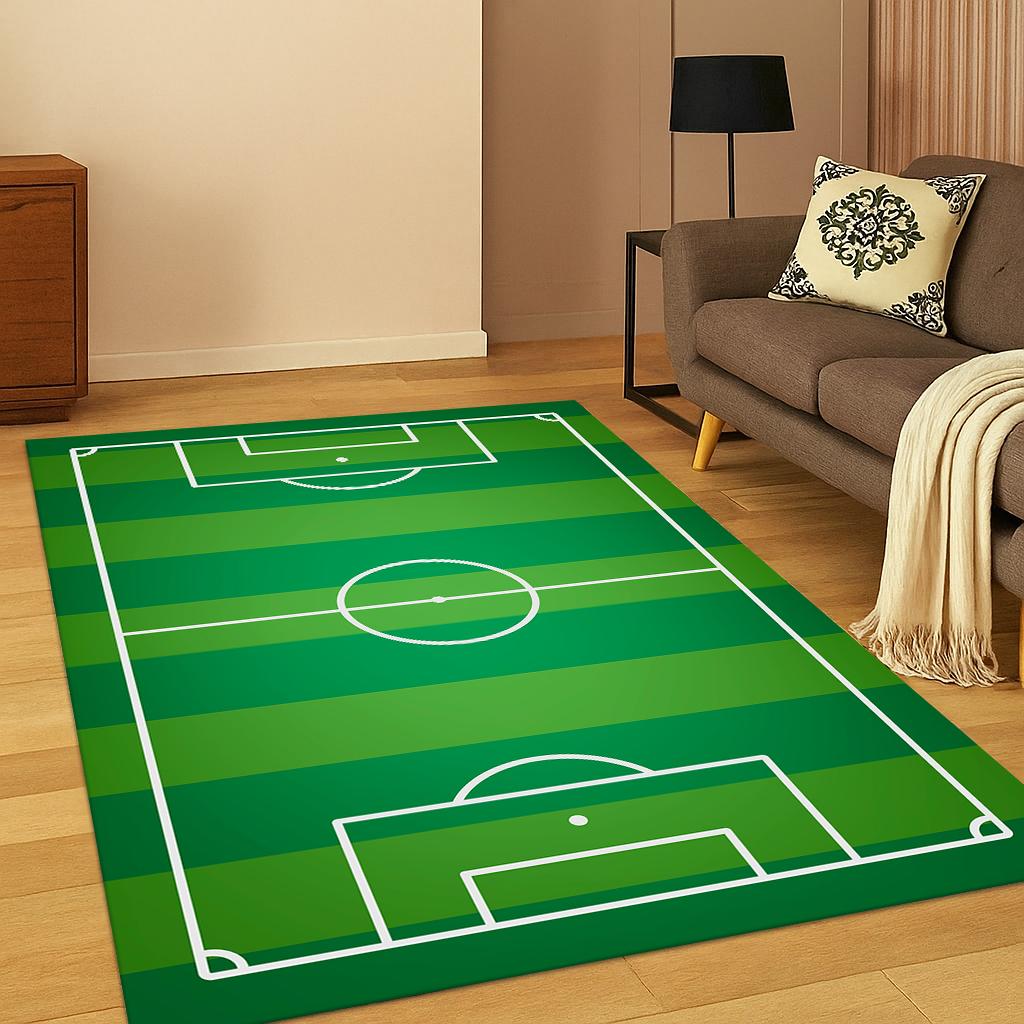 

3D Football Green Football Field Sports Carpet Rug for Living Room Sofa Home Bedroom Doormat Decor,Playroom Non-slip Area Rug 40x60cm