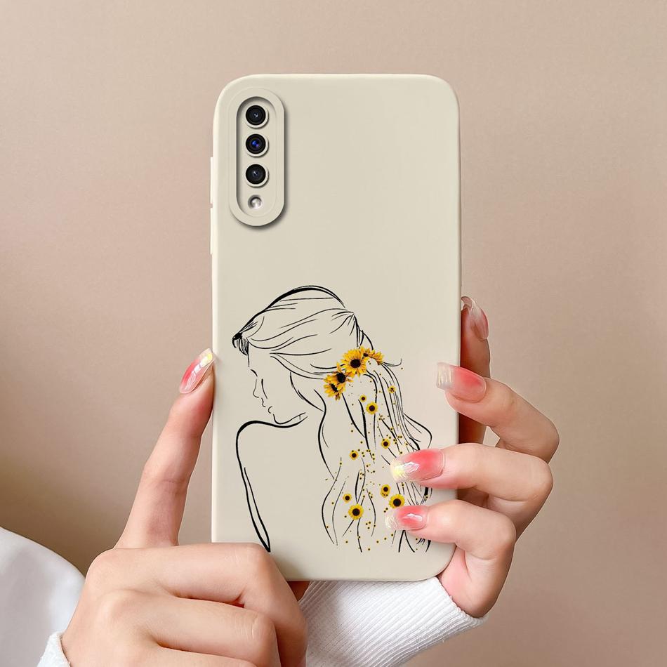 For Samsung Galaxy A50 A50S Phone Case Cartoon Liquid Silicone Full Coverage Anti Drop Shell For Samsung A 50 A50 S Bumper Funda