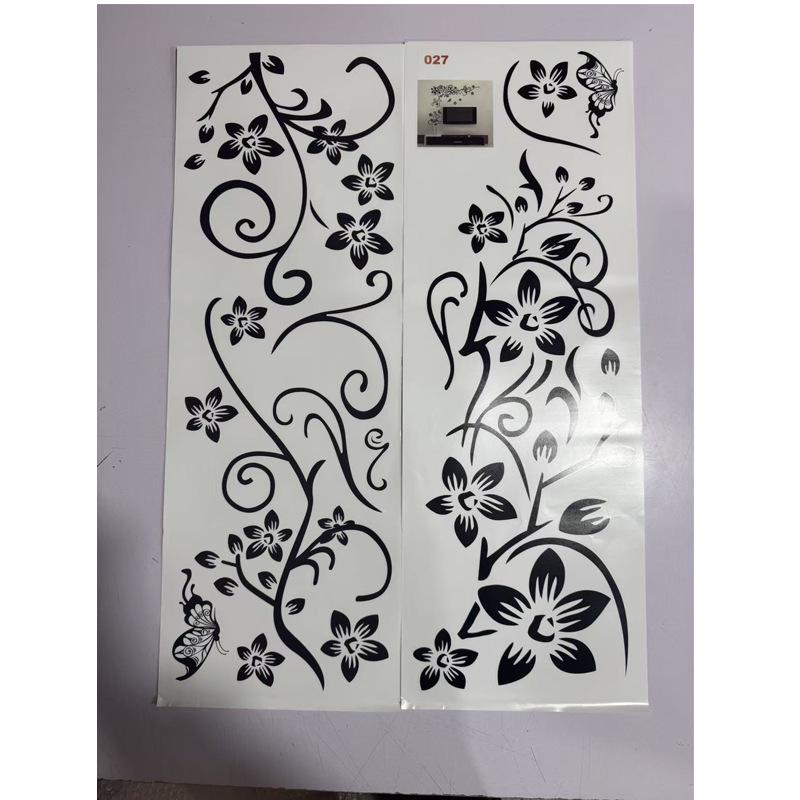Self-adhesive Butterfly & Flower Vine Wall Stickers for Living Room TV Background