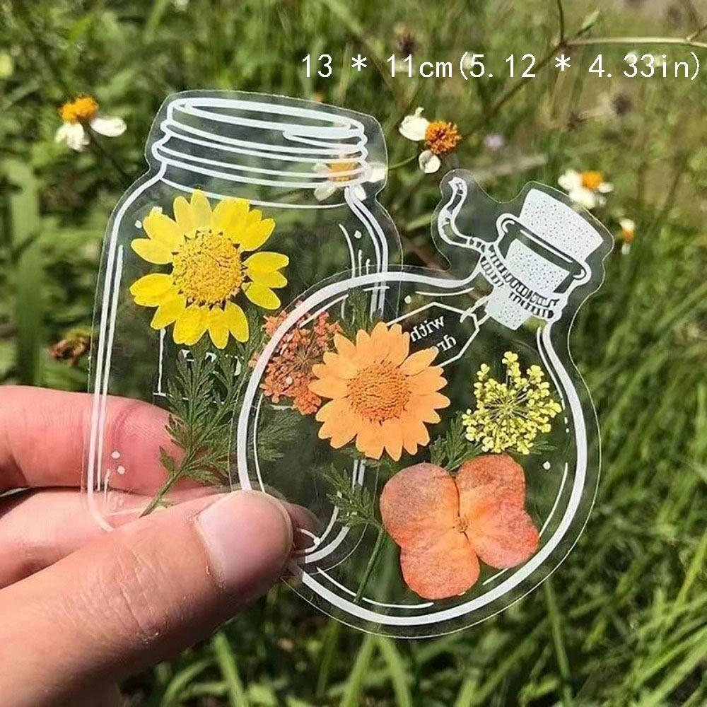 20PCS PET Bottle Shape Bookmark Transparent DIY Crafts Stationary Bookmark Waterproof Bookmark Scrapbook Sticker Plant Samples