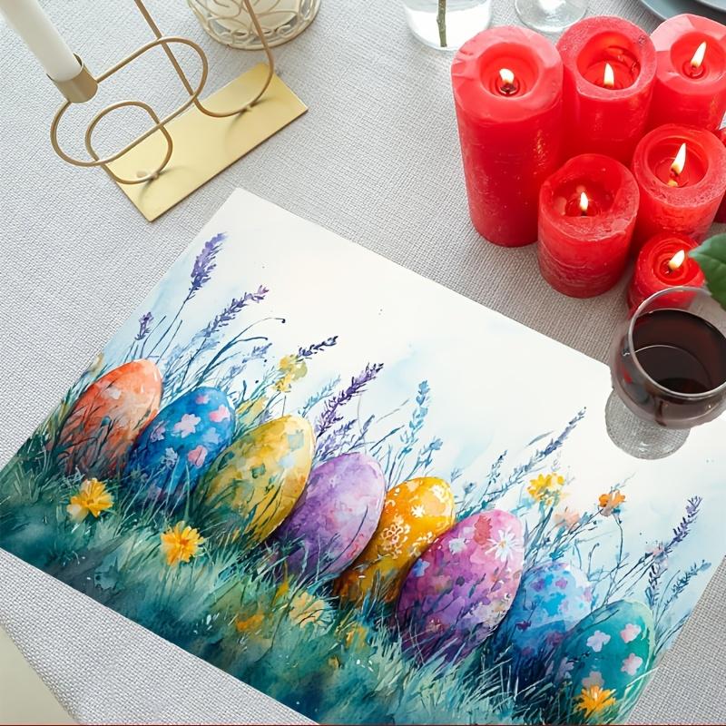 Anniversary Holiday Party Kitchen Wedding Tabl  Easter Egg Table Mats Scattered On the Lawn 4pcs Spring Placemats  12x18 Inches
