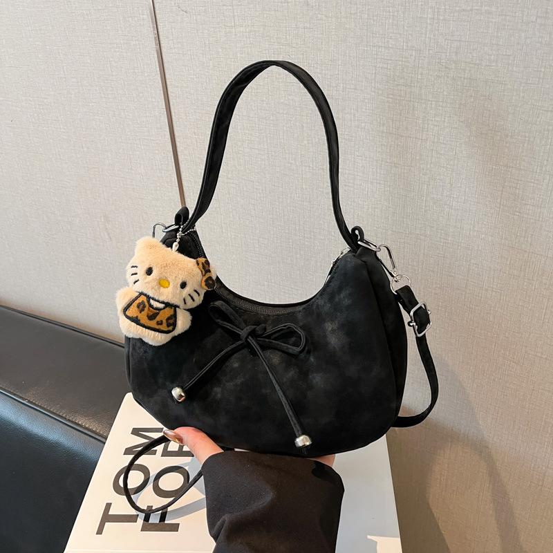 

New Fashi Casual Hobo Bag Women Bow Handle Crossbody Shoulder Bag Simple Elegant Comfortable and Texture Versatile Storage Bag чёрный