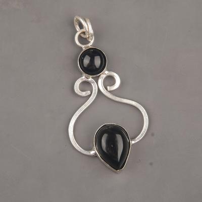 Black Onyx Cab Handmade Gemstone Jewelry, 925 Solid Sterling Silver Pendant Unique Design Jewelry, For Women