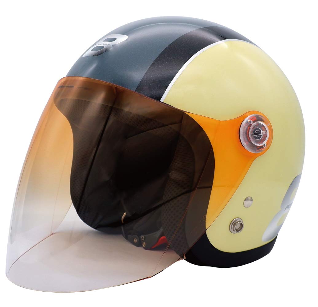 

DAMMTRAX Popo Eight Motorcycle Jet Kids FREE Size Helmet, Ivory/Black, (54cm-57cm)