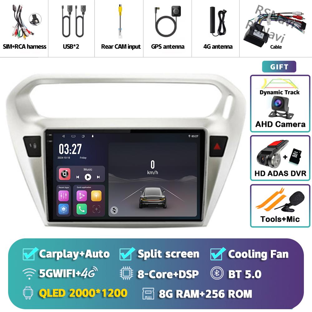Android 14 Carplay Car Radio For Peugeot 301 2013 - 2016 Multimedia Video Player Navigation GPS Stereo AI Voice 360 Camera 2Din