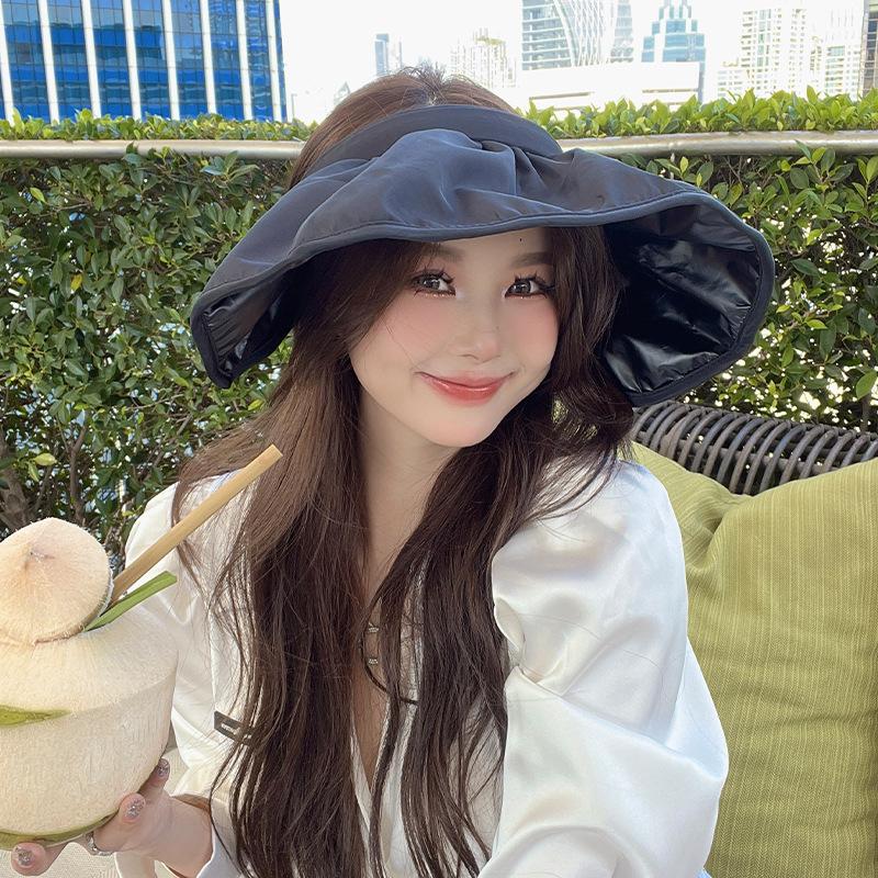 

Hat female summer thin face white foldable student riding sunscreen headband hat M（56-58cm）