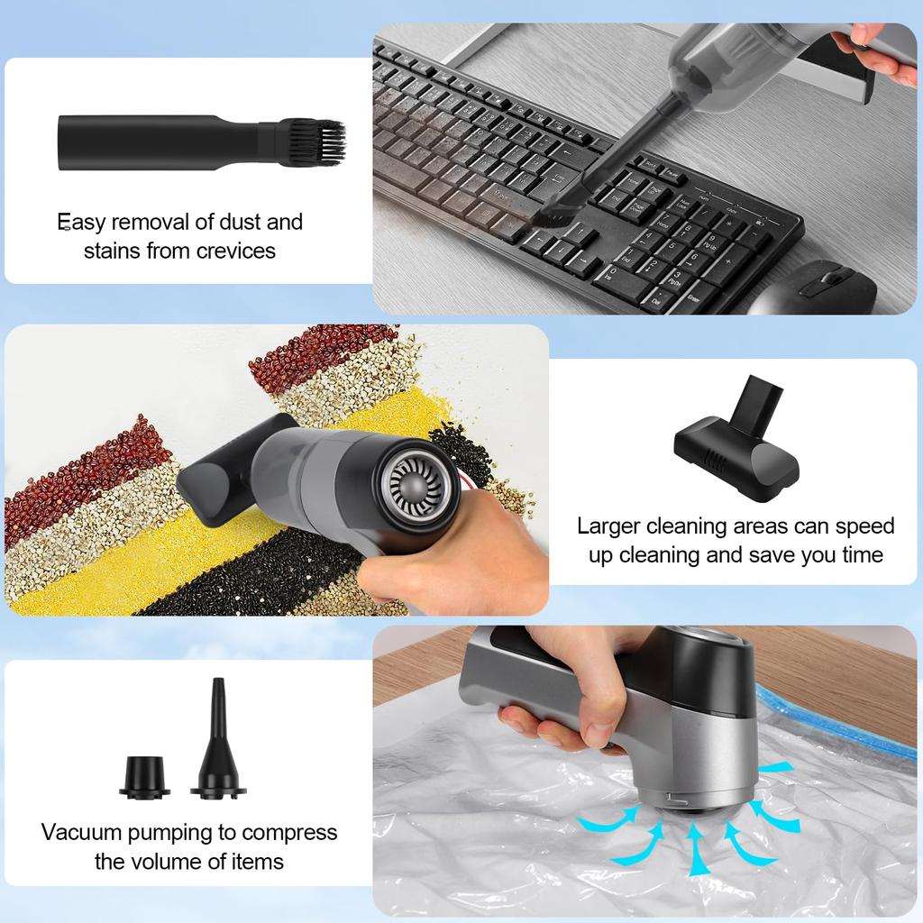 Car Vacuum Cleaner Strong Suction Wireless Portable Mini Cleaning Machine 3in1 Handhled Cordless High Power Household Appliances