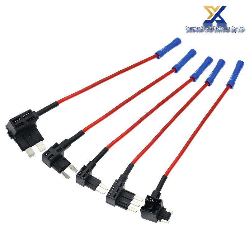 Car PTO Power Cord Socket with Fuse Box for Non-Destructive Wiring, Medium Small Mini with Long Leg