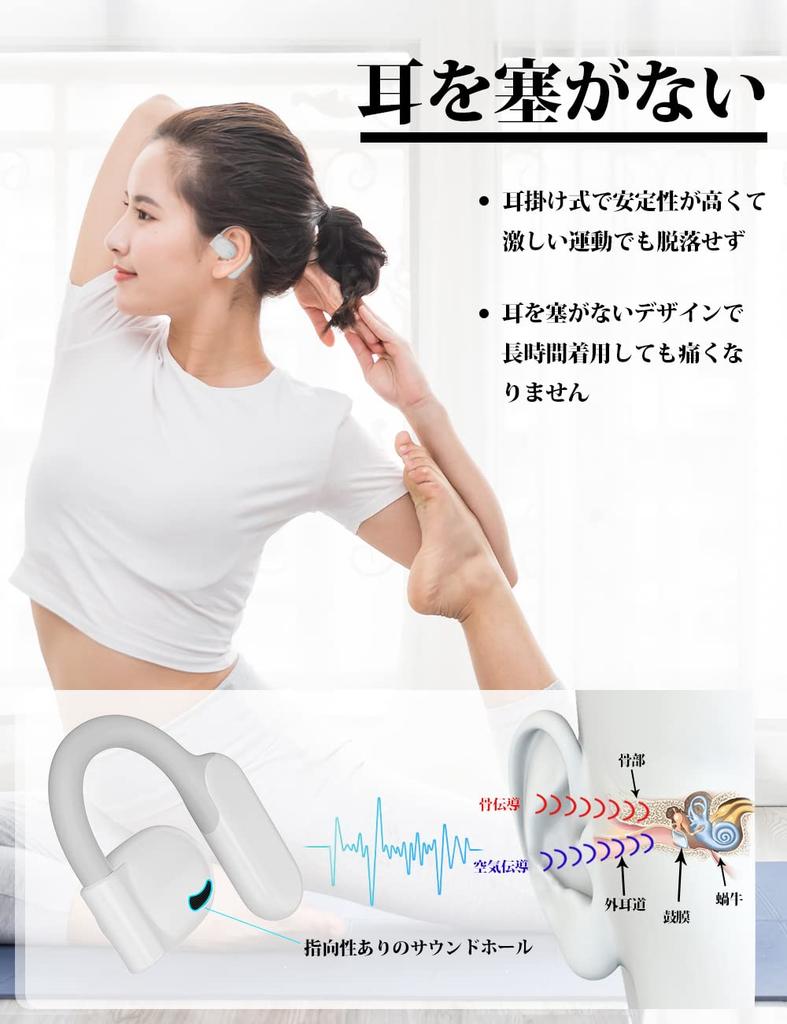 Earphones with Wireless Bluetooth Air Conduction Conduction Comfortable Call Noise Automatic Long Japanese Fast Compatible with Japanese Instruction