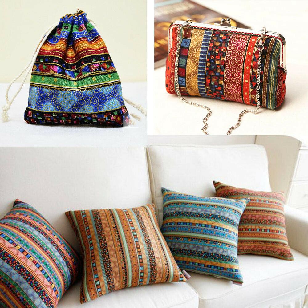 Bohemia Style Stripe Pattern Fabric Cotton Linen DIY Handmade Sewing Pillowcase Sofa Cover Curtain Tablecloth Home Textile Decor