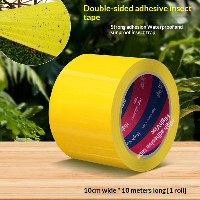1 Rol Insectenval 10 Meter Geel Dubbelzijdig Insectenwerend Tape Tuin Ongediertebestrijding Voorkom Bladluizen Mieren Motten Klimmend
