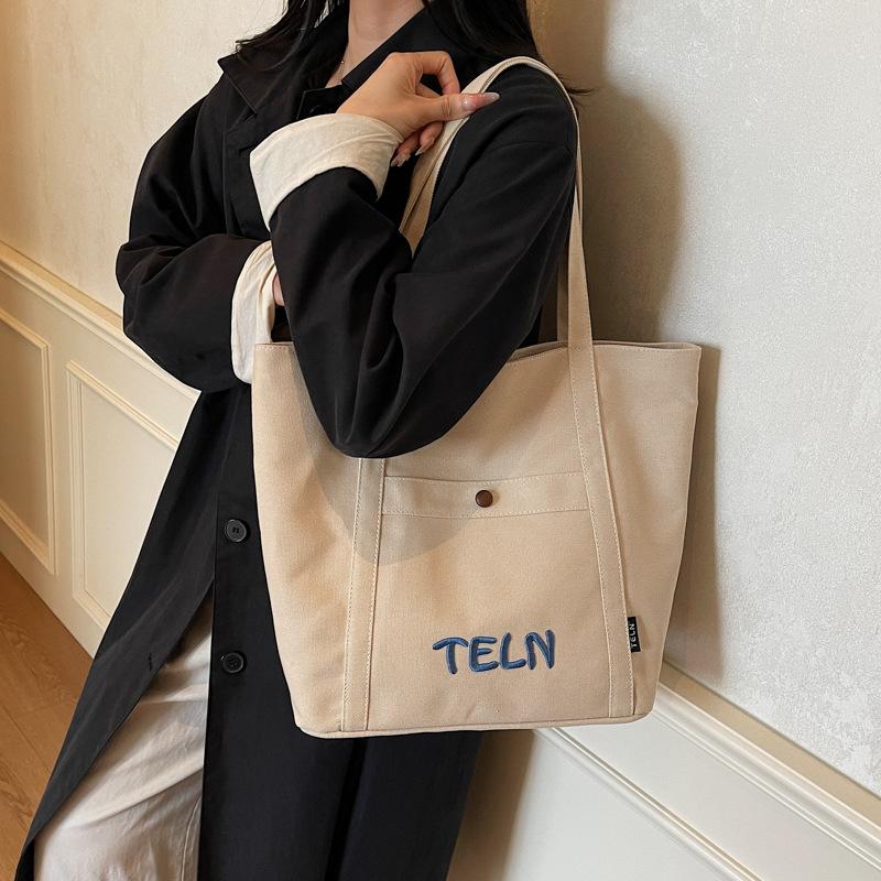 Korean Style Large Capacity Shoulder Bag Comfortable and Versatile Texture Tote Bag Women Fashi Canvas Commuting Storage Bag