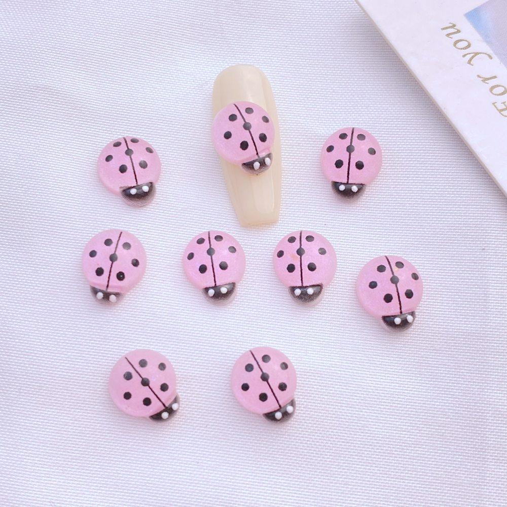 50 Stück Neue Süße Harz 8*10mm Mini Siebenstern Marienkäfer Serie Flache Rückseite Maniküre Teile Verzierungen Für Haarspangen Accessoires