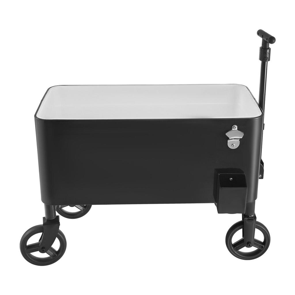 75.71 L Rolling Ice Chest Cart, with 2-Stage Telescopic Pull Handle and 2 Swivel Casters, Portable Table Beach Patio Party Bar Cold Drink Beverage,