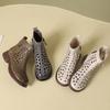 Fashion GKTINOO 2025 Summer Ankle Boots Genuine Leather Shoes Women Mid Heels Sandals Side Zip Boots Cutout Breathable Mujer Zapatos