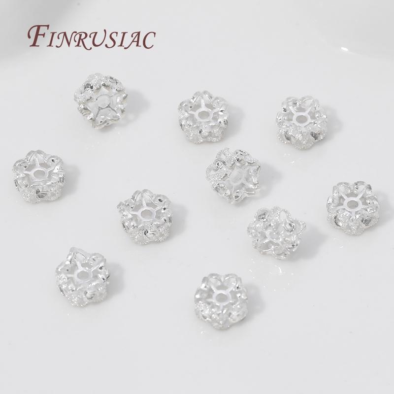 2/4/6pcs 18K Gold Plated Round Flower Beads with Zircon,Metal Separator Beads,Decorative Beads DIY Bracelets Jewelry Accessories