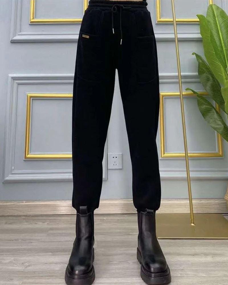 

Шаровары в стиле ретро из чистого хлопка с высокой талией — облегающий крой, свободные манжеты, модная повседневная одежда M чёрный