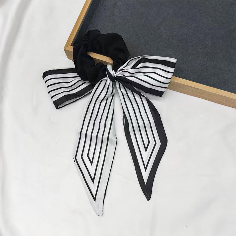 Printed Bow Hair Rope Elegant Ribbon Ponytail Hair Band For Women Sweet Rubber Band Hair Ring  Headdress Hair Accessories