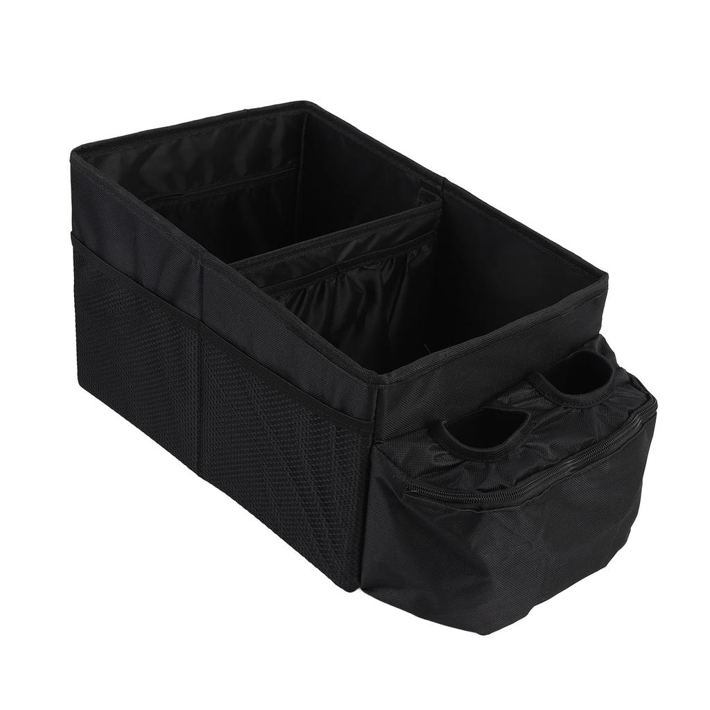 Small Trunk Organizer with Double Cup Holder Pocket Collapsible 600D Oxford Cloth 29L Waterproofing