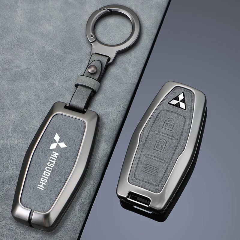 3 4 Tasten Leder Auto Fernbedienung Schlüsselhülle Fob Halter für Mitsubishi Outlander 2023 2022 Auto Smart Key Hülle Abdeckung Zubehör AJ3