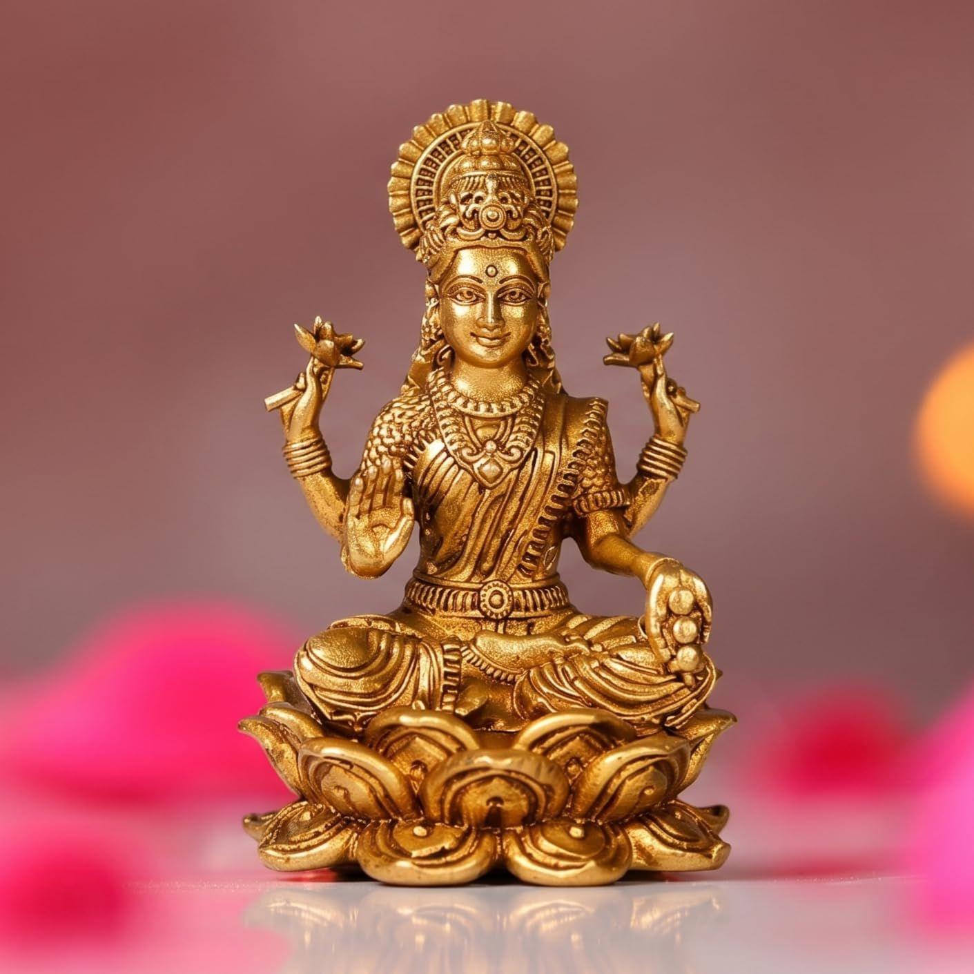 Small Brass laxmi Idol - 4cm