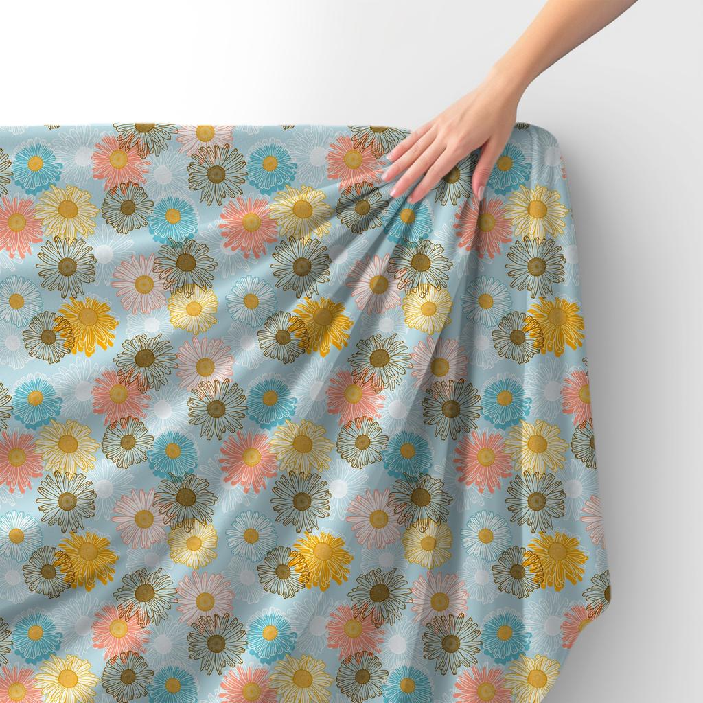 Royal Samt Stoff Polyester Zum Nähen - Motiv Kamille
