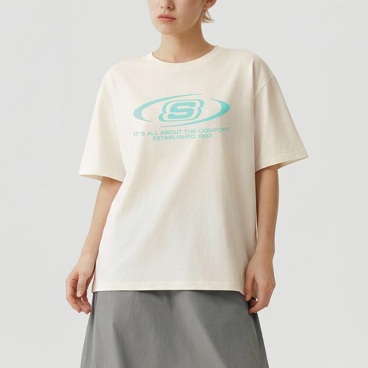 Skechers Camiseta Lisa de Manga Corta y Cuello Redondo Color Sólido Unisex tops L226U064-0074