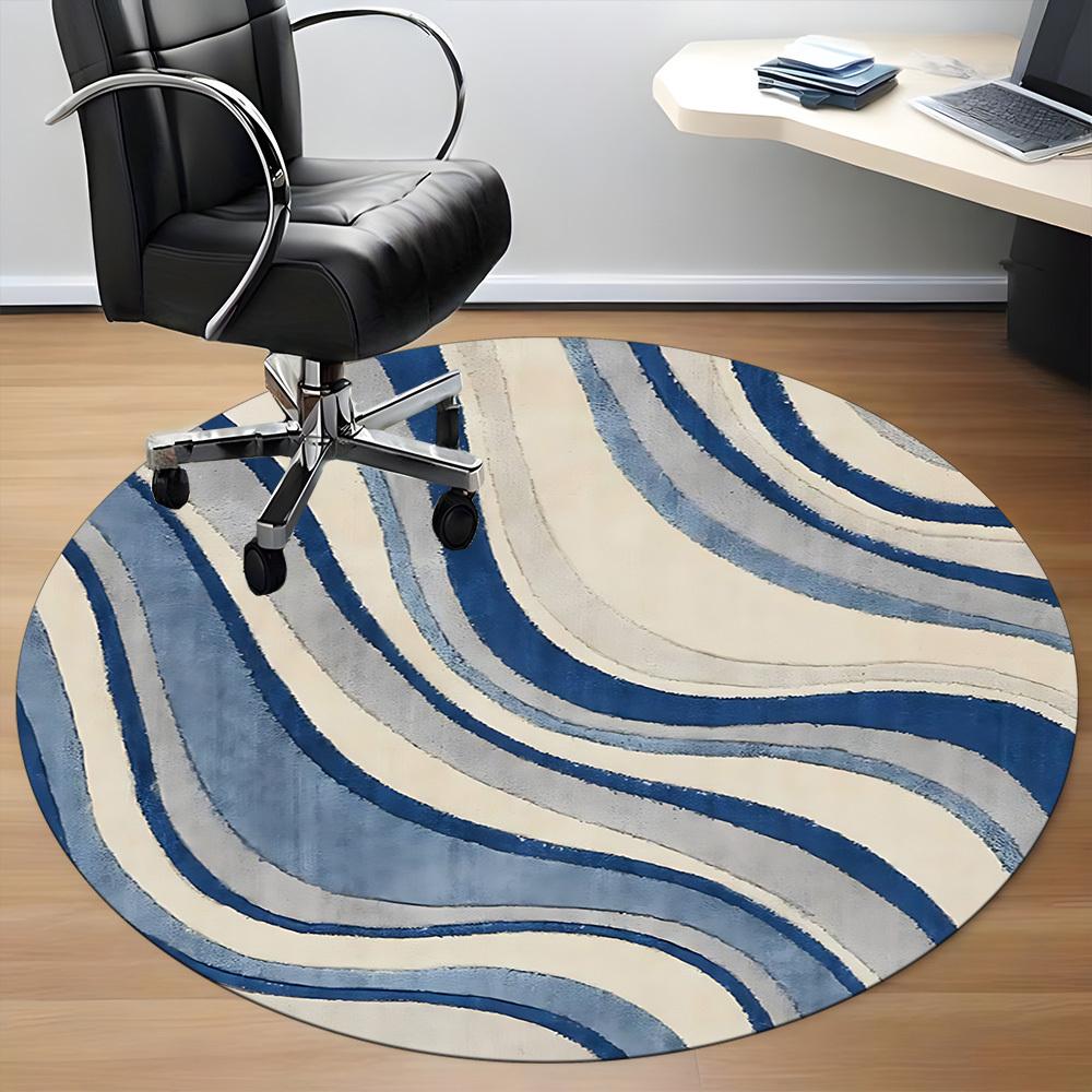 1pc Ocean Waves Office Round Area Rug, Under Office Chairs Bedroom Living Room Home Decor, Room Deco, Available in Various Sizes