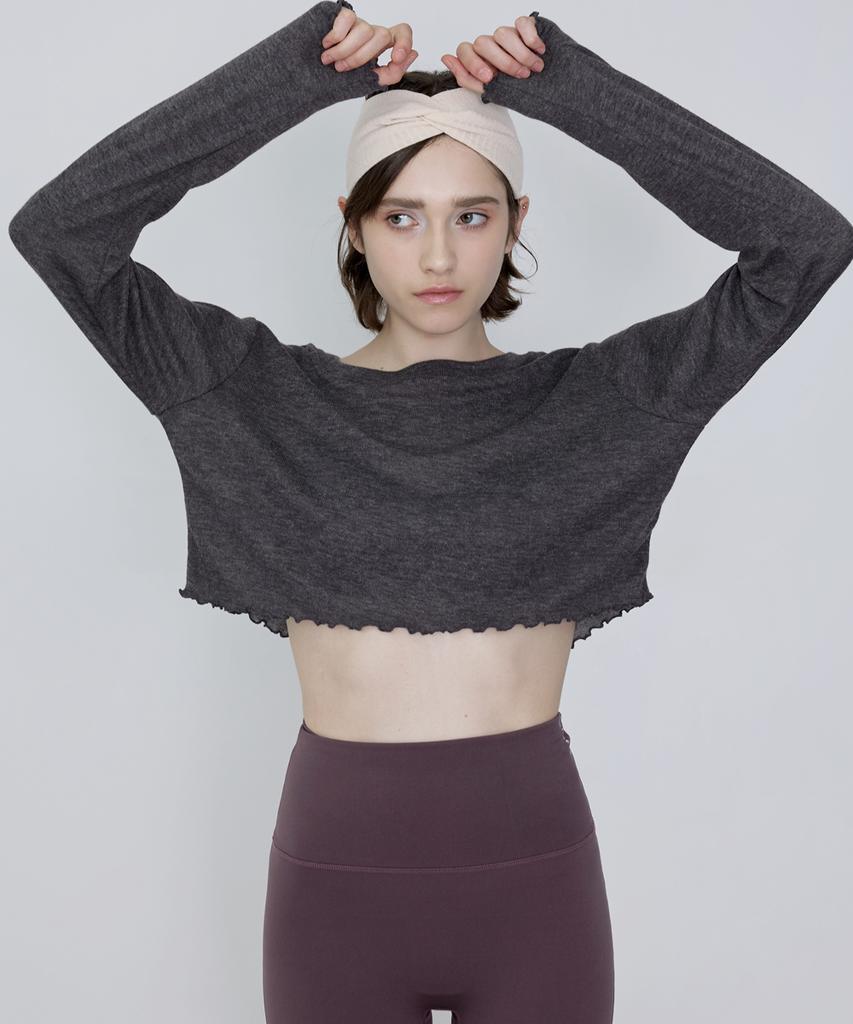 Debiweeo New Wave Holic Crop Long Sleeve Tee Devi-T0047-Charcoal