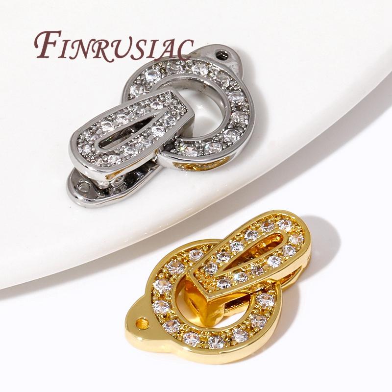 18K Gold Plated Brass with Zircon Pearl Clasp Connector For Necklace Making Findings,Clasps For Jewelry,DIY Bracelet Accessories
