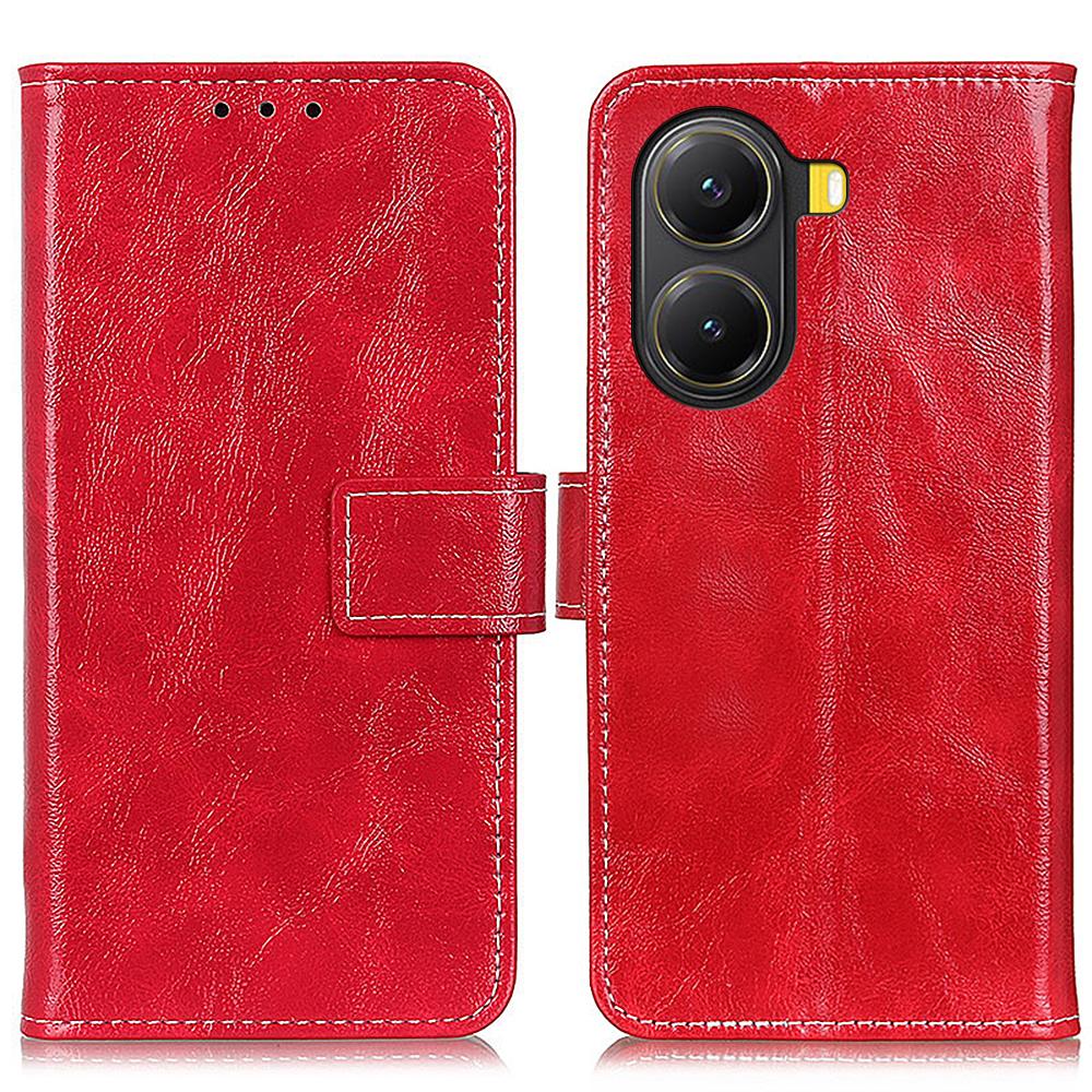 

For Xiaomi Redmi Turbo 4 5G/Poco X7 Pro 5G Case Wallet Leather Phone Cover Crazy Horse Texture Red