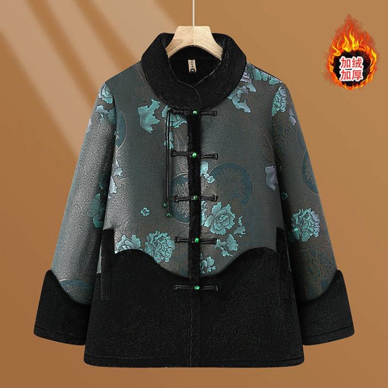 

Женское зимнее пальто старый мех интегрированный флис утолщенное пальто высокого класса 6XL [Recommended 160-82.5kg] зелёный